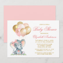 Waterverf ellephant bow-ballonnen tonen roze goud