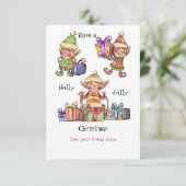 Waterverf Elves-kerstkaart Kaart (Staand voorkant)