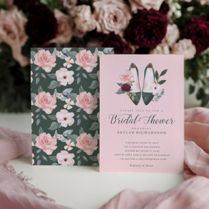 Waterverf Emerald High Heel Floral Vrijgezellenfee Kaart