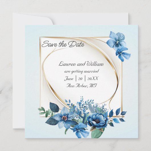 Waterverf Emerly Floral Save The Date (Voorkant)