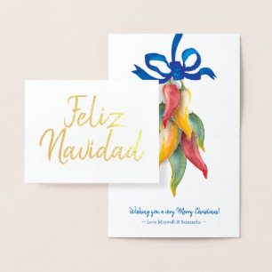 Waterverf en echte Folie kerstkaart Kaarten