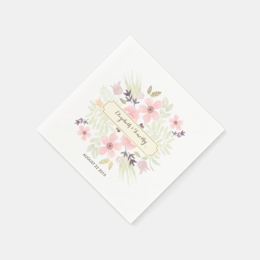 Waterverf en Gold Garden Menu Aangepaste servetten (Hoek)