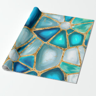 Waterverf - en goudcellen - oceaan cadeaupapier