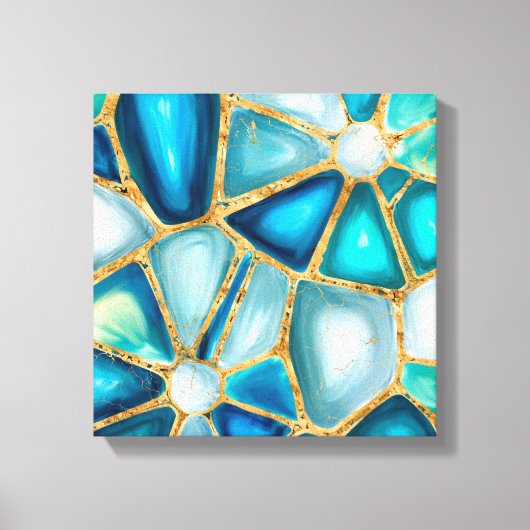Waterverf - en goudcellen - oceaan canvas afdruk (Voorkant)