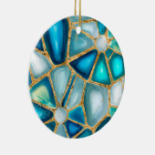 Waterverf - en goudcellen - oceaan keramisch ornament (Rechts)