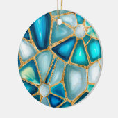 Waterverf - en goudcellen - oceaan keramisch ornament (Links)