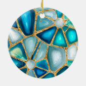 Waterverf - en goudcellen - oceaan keramisch ornament (Achterkant)