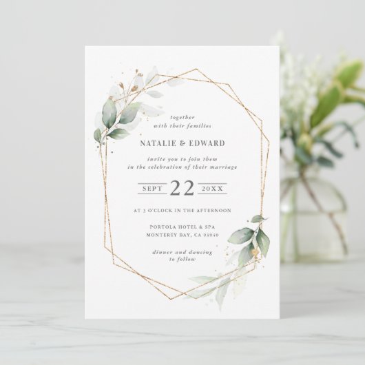 Waterverf- en goudgeometrische bruiloft (Staand voorkant)