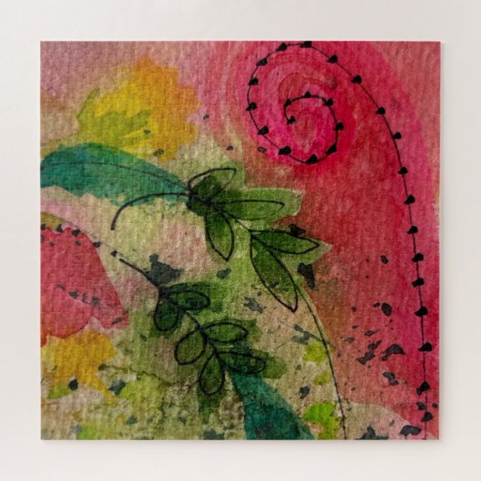 Waterverf en inkt Abstract impressionisme kunst Legpuzzel (Horizontaal)