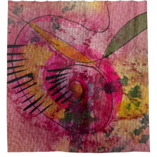 Waterverf en inkt Abstract mooie schilderkunst Douchegordijn (Voorkant)