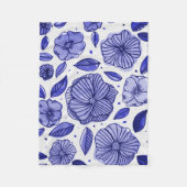 Waterverf en inktbloemen - blauw palet fleece deken (Voorkant)