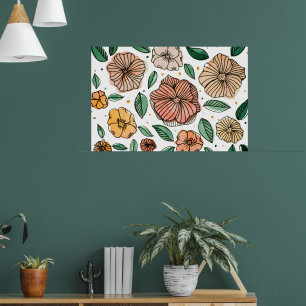 Waterverf- en inktbloemen -  palet poster