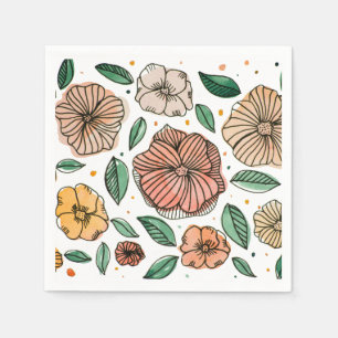 Waterverf- en inktbloemen -  palet servetten