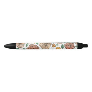 Waterverf- en inktbloemen - palet zwarte inkt pen