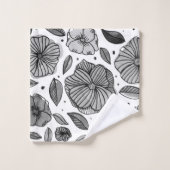 Waterverf en inktbloemen - zwart-wit bad handdoek (Wasdoekje)