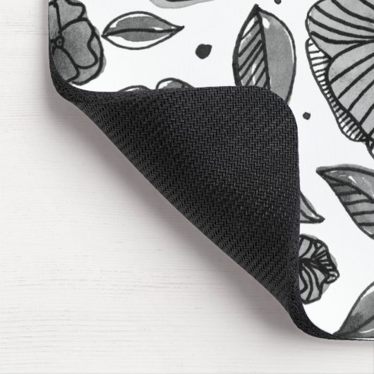 Waterverf en inktbloemen - zwart-wit muismat (Hoek)