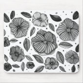 Waterverf en inktbloemen - zwart-wit muismat (Voorkant)