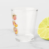 Waterverf en kleurrijke verse perzikplakjes, shot glas (Rechts)