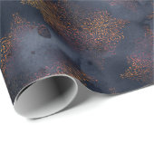 Waterverf en koper Patina Damask Pattern Cadeaupapier (Rol Hoek)