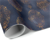Waterverf en koper Patina Damask Pattern Cadeaupapier (Rol Hoek)