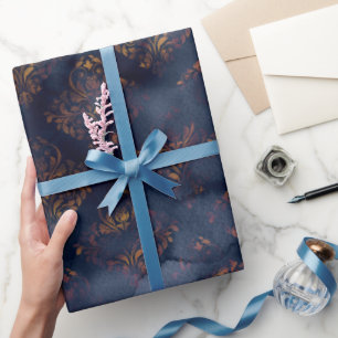 Waterverf en koper Patina Damask Pattern Cadeaupapier