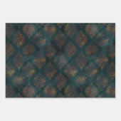 Waterverf en koper Patina Damask Pattern Inpakpapier Vel (Voorkant 3)
