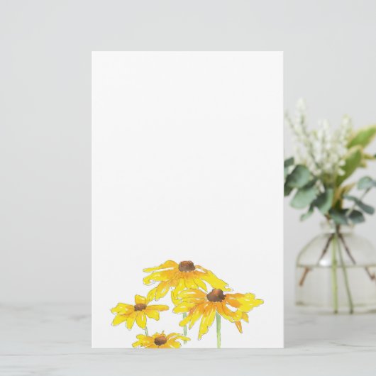 Waterverf en Pen Black Eyed Susan Briefpapier (Staand voorkant)
