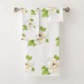 Waterverf en Pen Magnolia Flower Pattern Bad Handdoek (Insitu)