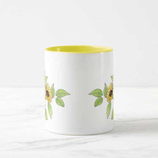 Waterverf en Pen Zonnebloemen Mok (Midden)