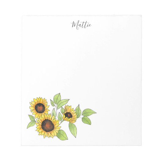 Waterverf en Pen Zonnebloemen Notitieblok (Voorkant)