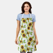 Waterverf en pen Zonnebloemen Patroon Schort (Gedragen)