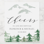 Waterverf Enchanted Forest Woodland bruiloft Wijn Etiket (Enkel label)