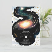 Waterverf Enchanted Space Birthday Kaart (Staand voorkant)