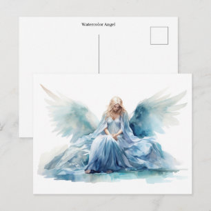 Waterverf engel briefkaart