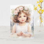 Waterverf engel meisje voor meisje kaart (Gele Bloem)