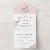 Waterverf Engels Bulldog Dog & Floral Pink Rose All In One Uitnodiging (Binnen)