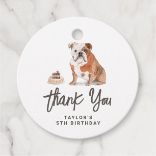 Waterverf Engelse Bulldog Verjaardag Bedankt Bedankjes Labels