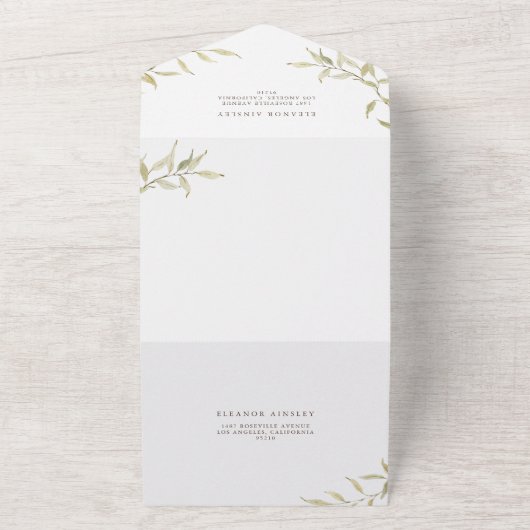 Waterverf Engelse Manor Wedding All In One Uitnodiging (Buitenkant)