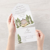 Waterverf Engelse Manor Wedding All In One Uitnodiging (Afscheurbaar)