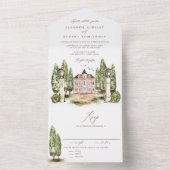 Waterverf Engelse Manor Wedding All In One Uitnodiging (Binnen)