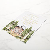 Waterverf Engelse Manor Wedding Folie Uitnodiging (Gedraaid)