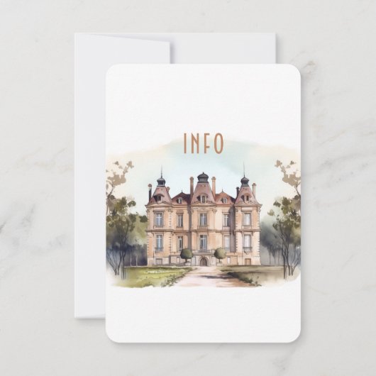 Waterverf Engelse Manor Wedding Info/Details Kaart (Achterkant)