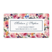 Waterverf | Engelse Rozen - Bruiloft Etiket (Voorkant)