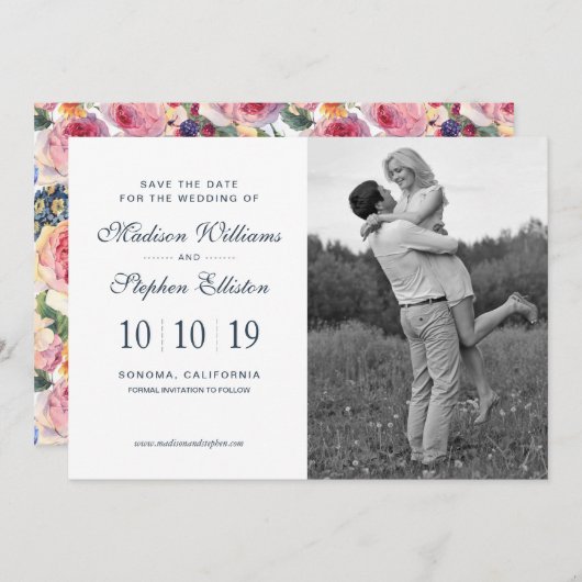 Waterverf | Engelse Rozen - Save the Date (Voorkant / Achterkant)