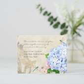 Waterverf Engelse tuin, blauw n roze hydrangeas Kaart (Staand voorkant)