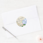 Waterverf Engelse tuin, blauw n roze hydrangeas Ronde Sticker (Envelop)