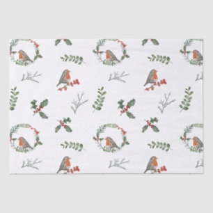 Waterverf English Robin Kerstfeestay Gift Tissuepapier