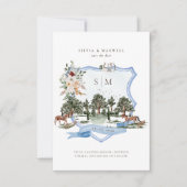 Waterverf Equestrian English Manor Wedding Crest (Voorkant)