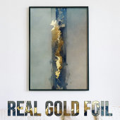 Waterverf etherisch abstract goudblauw zand folie afdrukken