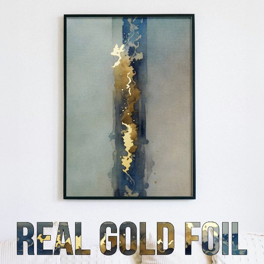 Waterverf etherisch abstract goudblauw zand folie afdrukken